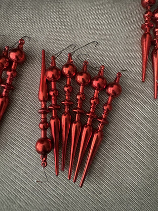Red Finial Ornaments - Set of 6 MTS|39374