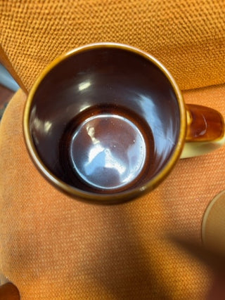 SET OF 2 vintage 1970s two-tone stoneware coffee mugs made in japan