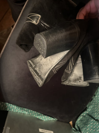 Franco Sarto Knee High Black Suede zip boots Women's size 7 1/2 M #63 VV MTS|130534