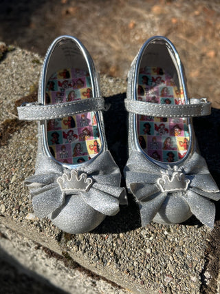 #2 Disney Princess Silver Glitter Finish Mary Jane Heels Shoes -- Little Girls' 7