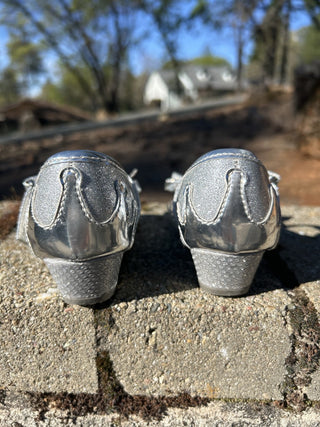 #2 Disney Princess Silver Glitter Finish Mary Jane Heels Shoes -- Little Girls' 7