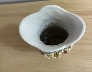 Vintage Porcelain Vase with Raised Porcelain Flowers. 5-1/2”.