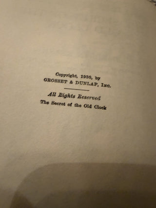 The Secret of the Old Clock Carolyn Keene 1930's Nancy Drew Mystery Grosset & Dunlap Inc #47 VV MTS