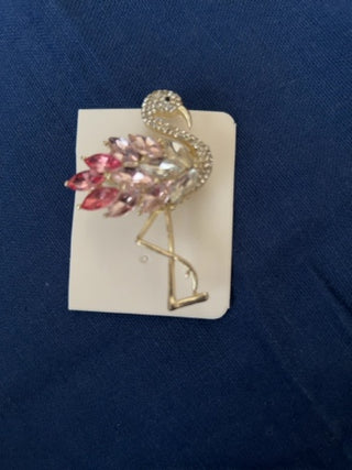 Pink flamingo brooch