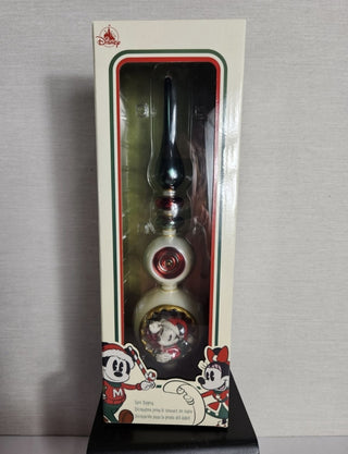 Disney Store Glass Mickey and Minnie Mouse Christmas Tree Topper-RSV|122232