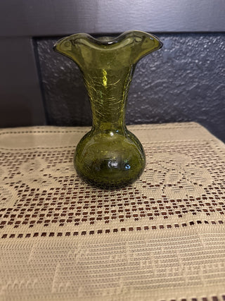 Vintage Green Crackle Bud Vase 5 inch|68497