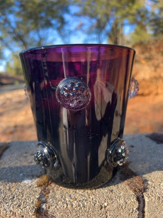 JP 6” Amethyst hand-blown art glass ice bucket wide vase