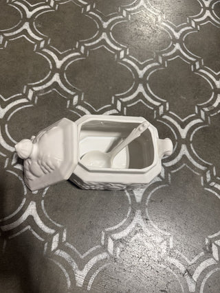 AJ - Small White Covered Server with Spoon MTS