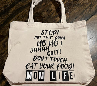 "Mom Life" Medium Zippered Canvas Bag or Tote RSV