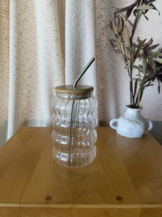 Glass Tumbler w/lid and straw (RSV)|108292