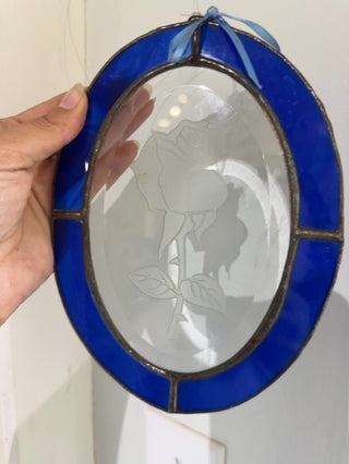 Stained Glass Rose Etched Suncatcher