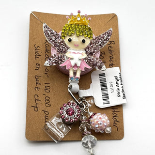 Pink Angel Badge Holder Slide on Belt Clip|74751