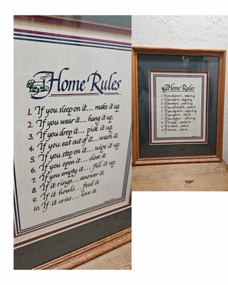 VTG "Home Rules" Calligraphy Framed Art (BRI) - MTS|48953