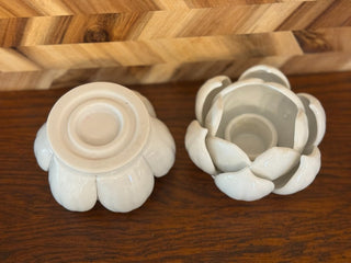 Lotus candlestick holders white set of 2