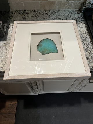 HUGI 19.75" x 19.75" Teal Agate Slice Shadow Box Hanging Wall Art RCD