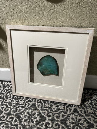 HUGI 19.75" x 19.75" Teal Agate Slice Shadow Box Hanging Wall Art RCD