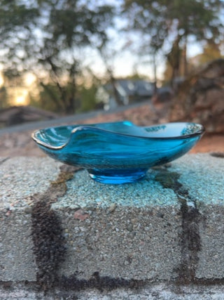 Viking Bluenique Cyclone Hurricane Shape Freeform Bowl