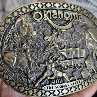 Oklahoma "The Sooner State" - Brass Belt Buckle (BRI) - MTS|84241