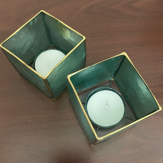 Turquoise Capiz Square Candle Holder RSV|112613