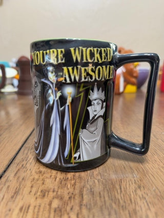 Disney Villains Mug YOU'RE WICKED AWESOME 3D Walt Disney World Parks Black Green