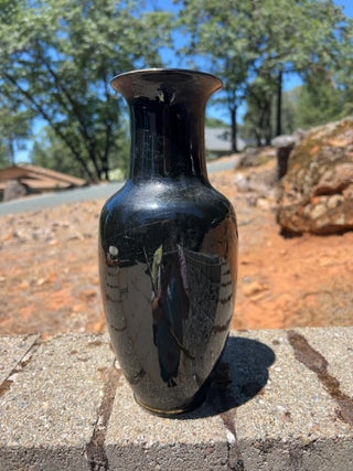 BB vintage 10.5” Japanese Kutani-style porcelain vase striking black glaze