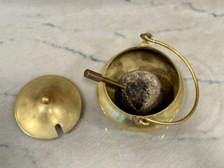 Brass caldron firestarter, Cape Cod Smudge pot with pumice starter|107161