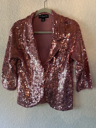 12F NWT Colleen Lopez Pink Sequin Blazer Size M MTS|66894
