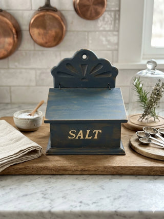 Vintage style blue salt box