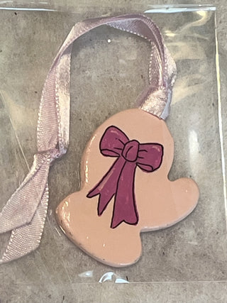 Handcrafted Clay Sm Pink Mitten Ornament | Gift Tag|129805