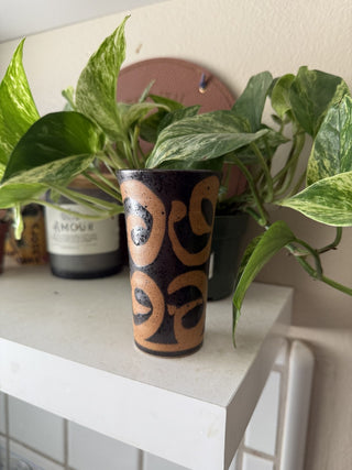 Black Pottery Bud Vase or Cup RSV