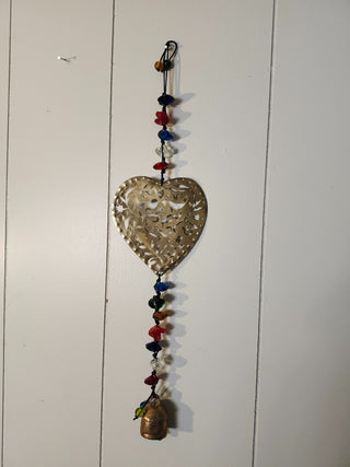 Metal heart glass bead Nana bill wind chime RCD|146553