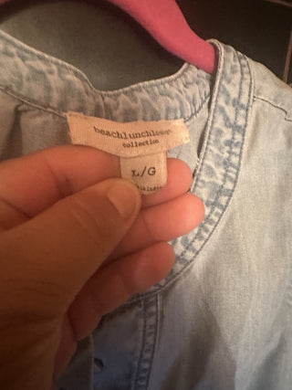 Beach Lunch Lounge light denim Shift dress Sleeveless #63 VV MTS|111701