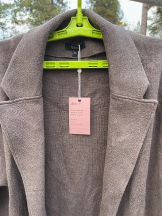 NWT heather brown Quince 100% Organic Cotton Knit Blazer Size XL