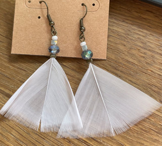 Feather earrings White Triangle RSV|68431