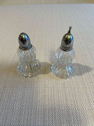 Vintage IRICE Fluted Pressed Glass Salt & Pepper