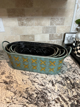 3 Piece Green Nesting Planters with Handles RCD|71289