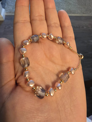 Faux Pearl Pink Gold Bracelet|87900