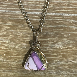 pink & gold wire wrapped pendant, 20" chain RSV