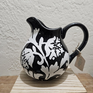 Black & White Floral Pitcher Vase (BRI)|46790