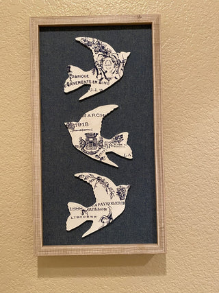 Vtg French style framed bird silhouettes-rcd
