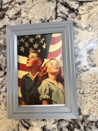 Vintage Patriotic/4th of July Framed Picture of Kids (3) RCD