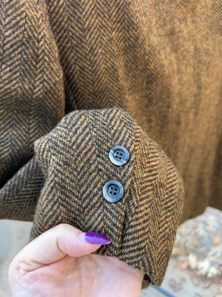 JP The Emporium CA vintage brown herringbone virgin wool sport coat