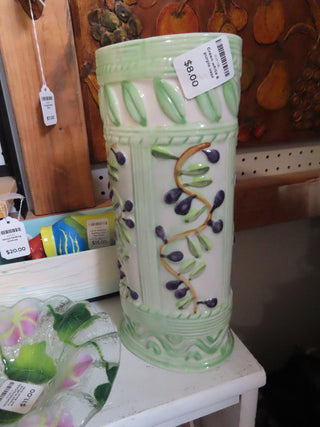 Green white & purple vase MTS