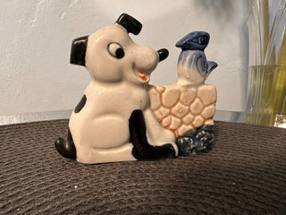 Dog VTG Planter w/bluebird MTS|89857