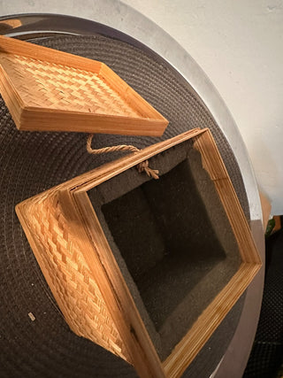 Basket Chevron Weave Wicker w/lid MTS|131288