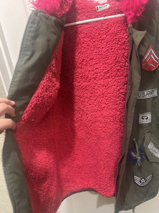 Niccy pink and green military Size Sm jacket#62 VV MTS