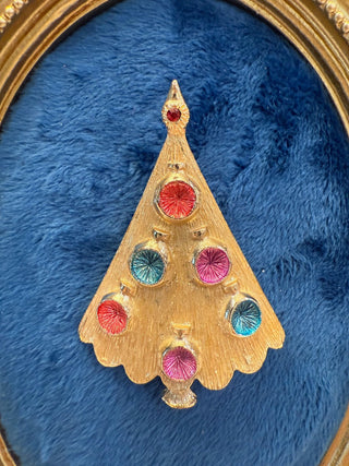 MCM Christmas Textured Tree w/ Colored Ornaments BJ Brooch Pin 2.5” Long|138983