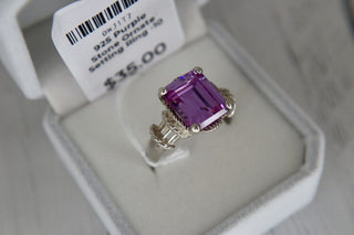 925 Purple Stone Ornate Setting Ring -10 MTS