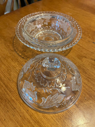 Vintage Crystal Covered Candy Dish RSV