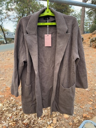 NWT heather brown Quince 100% Organic Cotton Knit Blazer Size XL
